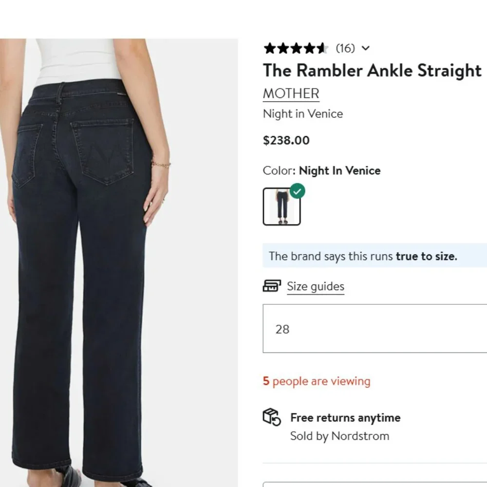 MOTHER Night in Venice The Mid Rise Rambler Zip Ankle Jeans - Picture 1 of 8